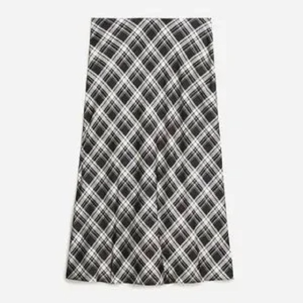 J. Crew Gwyneth Slip Skirt in Berkshire Plaid Midi Satin Stretch Waist Dressy